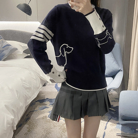 2025SS Dog pattern pullover sweater THOM TREND