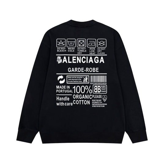 2025SS Balenciaga Letter Print Crew Neck Sweatshirt – Unisex Oversized Fit