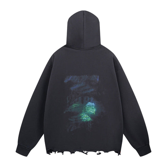 2025SS Men's Distressed Oversized Hoodie