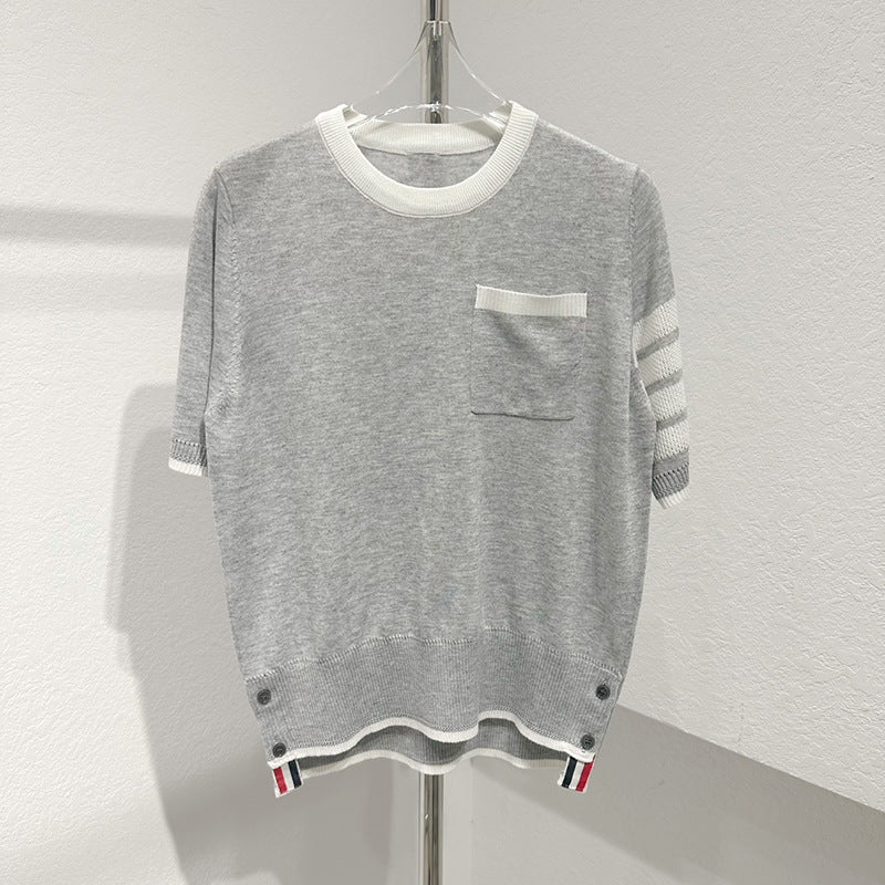 Thom Browne Women's Contrast Color Knitted T-Shirt