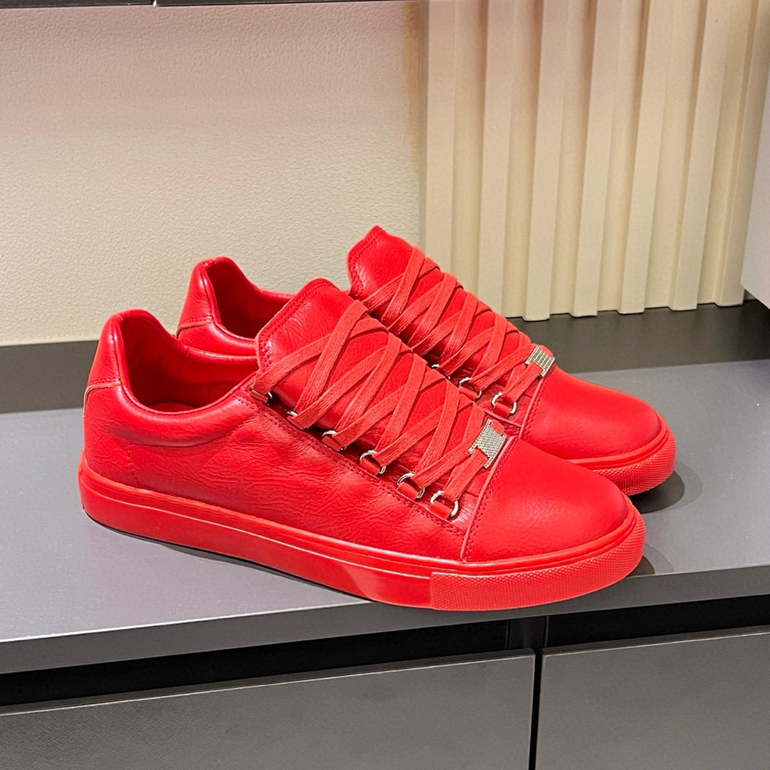 Balenciaga Unisex Leather Sneakers | Classic Striped Grosgrain Buckle