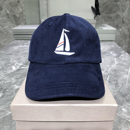 Corduroy sailboat embroidered baseball cap THOM TREND