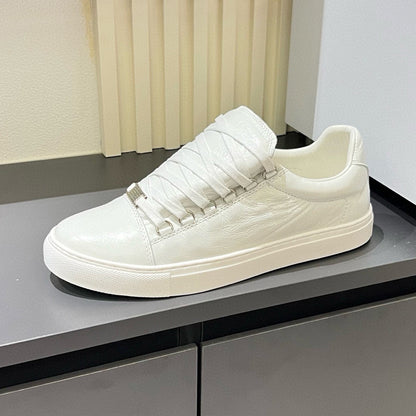 Balenciaga Unisex Leather Sneakers | Classic Striped Grosgrain Buckle