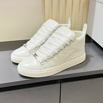 Balenciaga Unisex High-Top Leather Sneakers | Grosgrain Buckle Detail