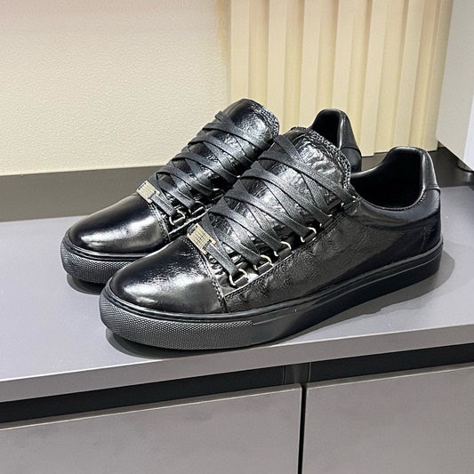 Balenciaga Unisex Leather Sneakers | Classic Striped Grosgrain Buckle
