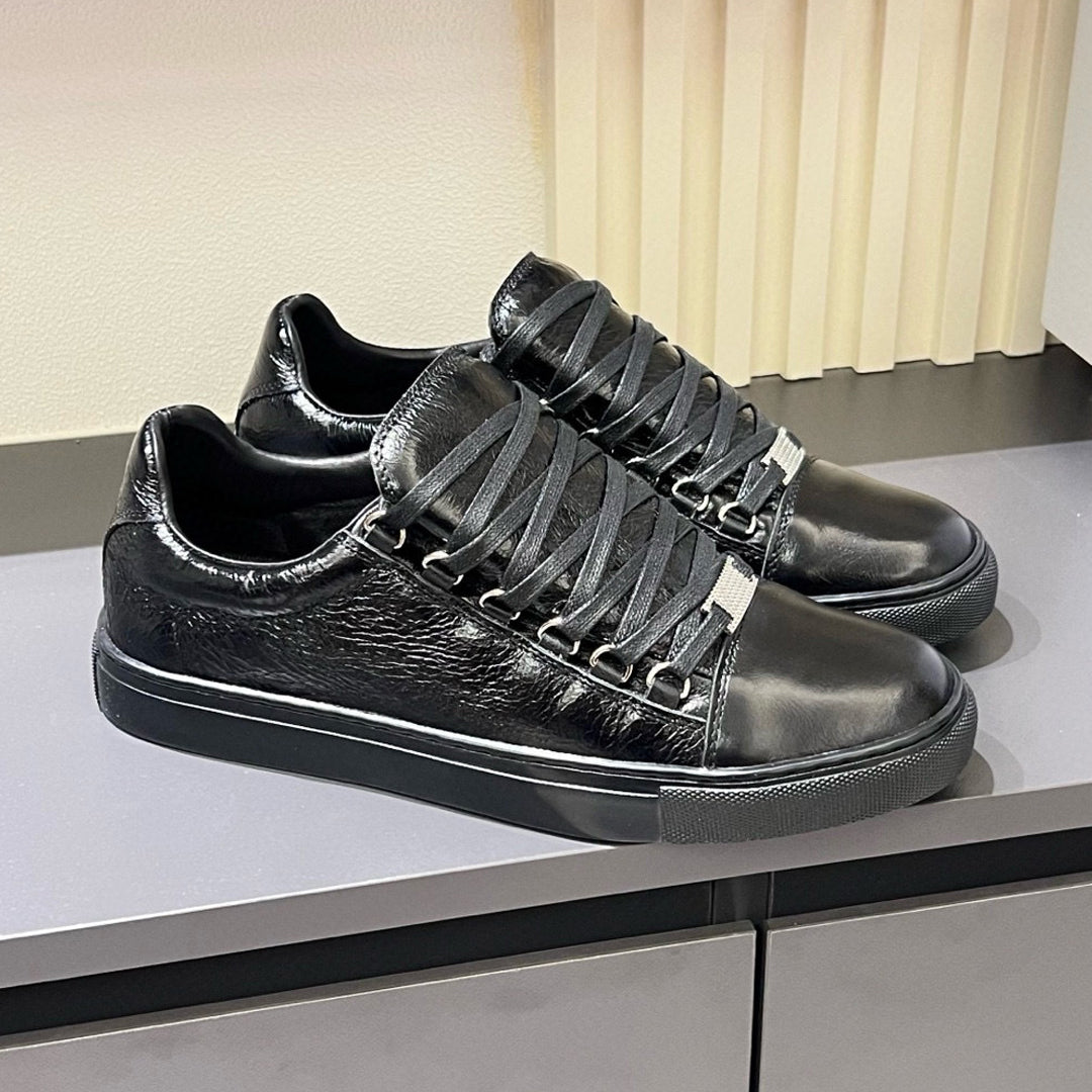Balenciaga Unisex Leather Sneakers | Classic Striped Grosgrain Buckle