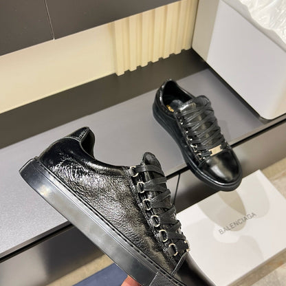 Balenciaga Unisex Leather Sneakers | Classic Striped Grosgrain Buckle