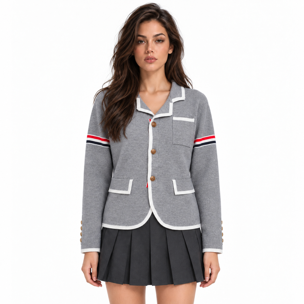 Thom Browne Women's Feather Embroidered Knitted Jacket