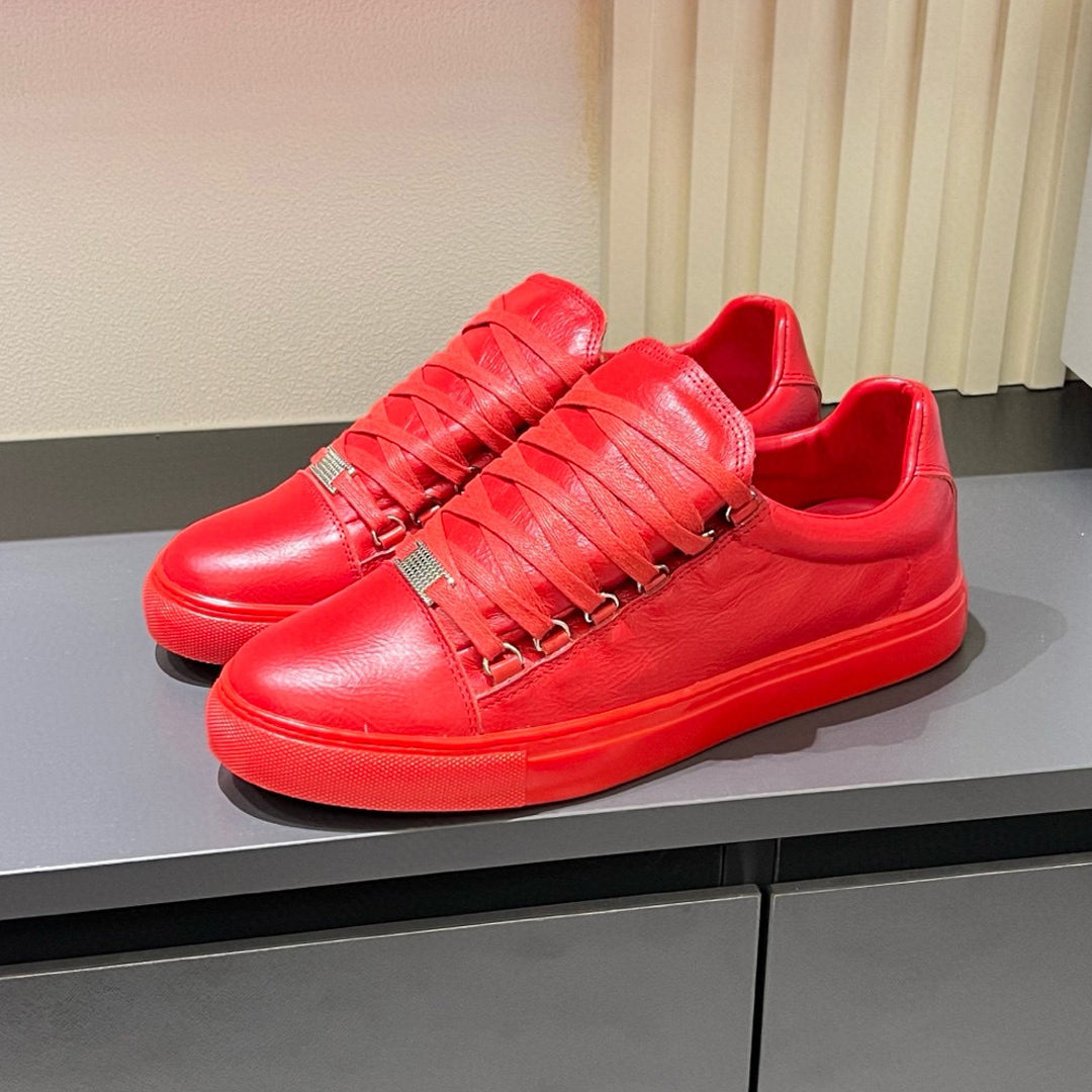 Balenciaga Unisex Leather Sneakers | Classic Striped Grosgrain Buckle