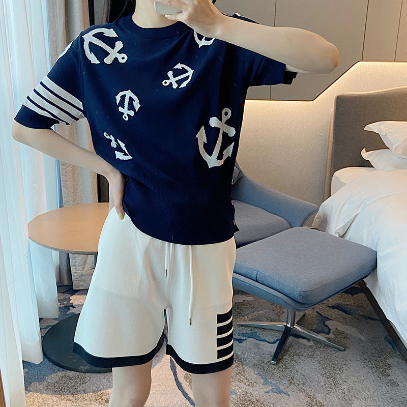 Thom Browne Women's Round Neck High Waist T-Shirt - 100% Cotton Made in Japan
