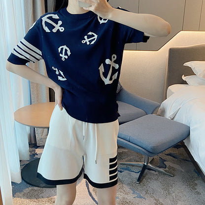 Thom Browne Women's Round Neck High Waist T-Shirt - 100% Cotton Made in Japan