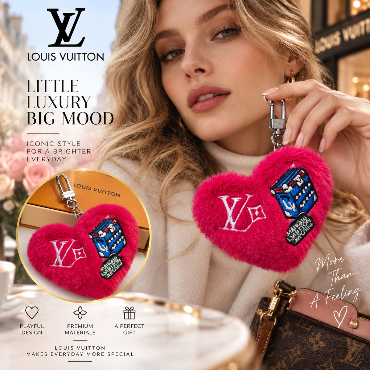 LOUIS VUITTON M03171 Heart Logo Bag Charm Keychain