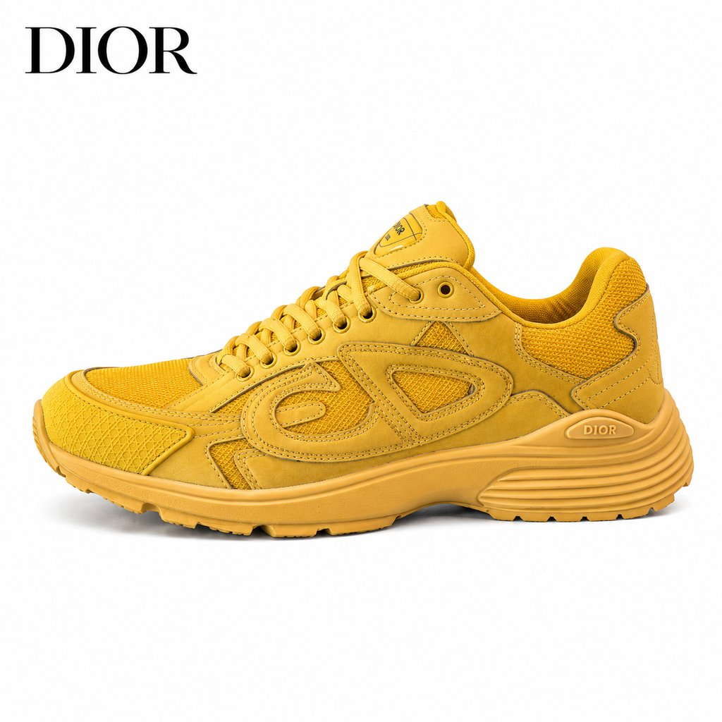 Dior B30 Sneaker — Mustard Yellow Tonal, CD Logo Relief Panel, Men’s EU 38–44