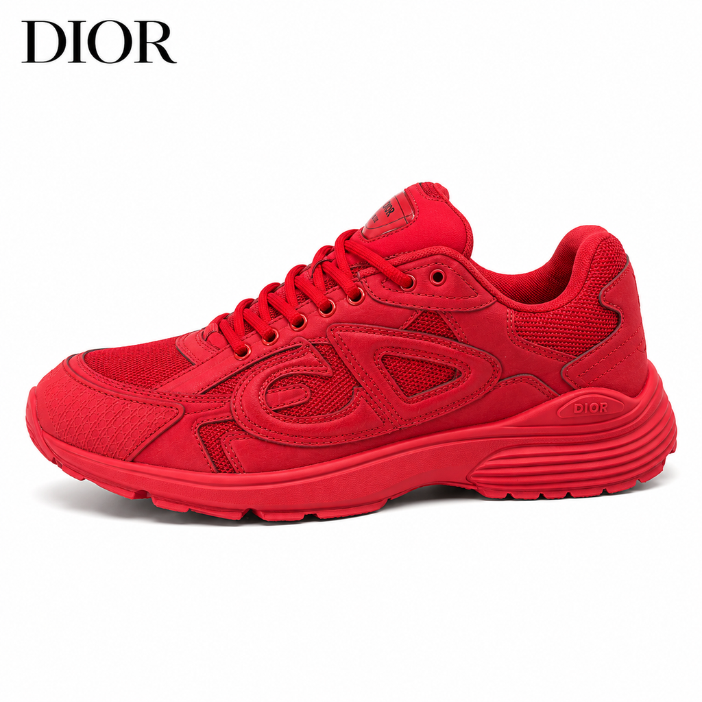 Dior B30 Sneaker — Cardinal Red Tonal, CD Logo Relief Panel, Men’s EU 38–44