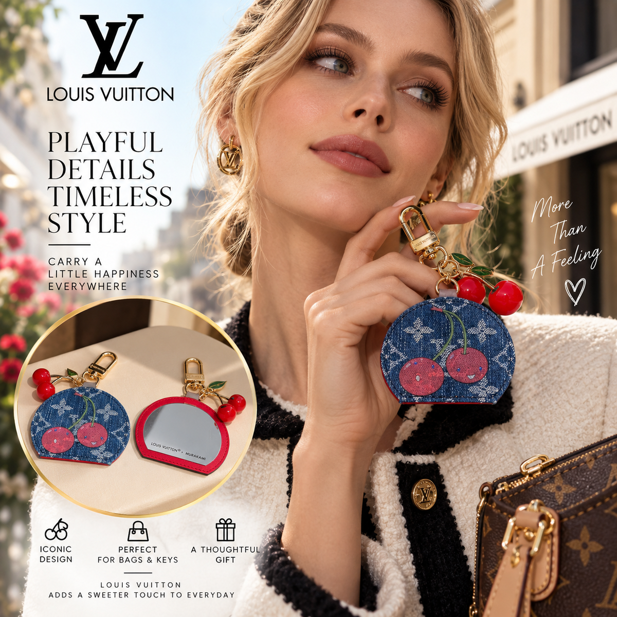LOUIS VUITTON Canvas Decorative Bag Charm Keychain
