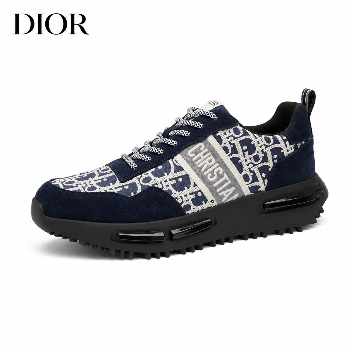 DIOR Men's Chunky Monogram Sneakers with Side Band — Style 427079