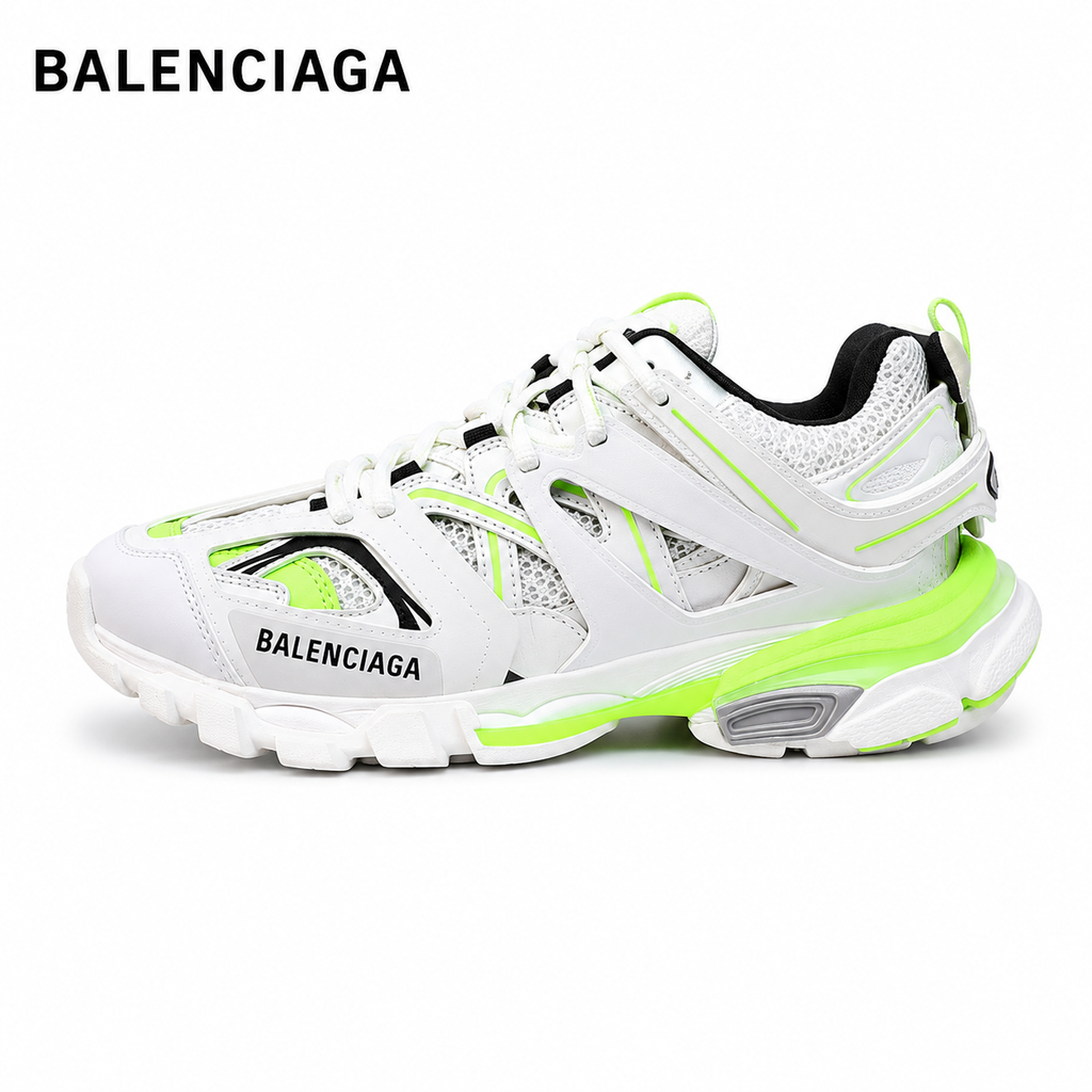 Balenciaga Track Sneaker — White & Neon Yellow-Green