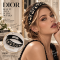 DIOR Wide Black and Cream Letter-Pattern Headband