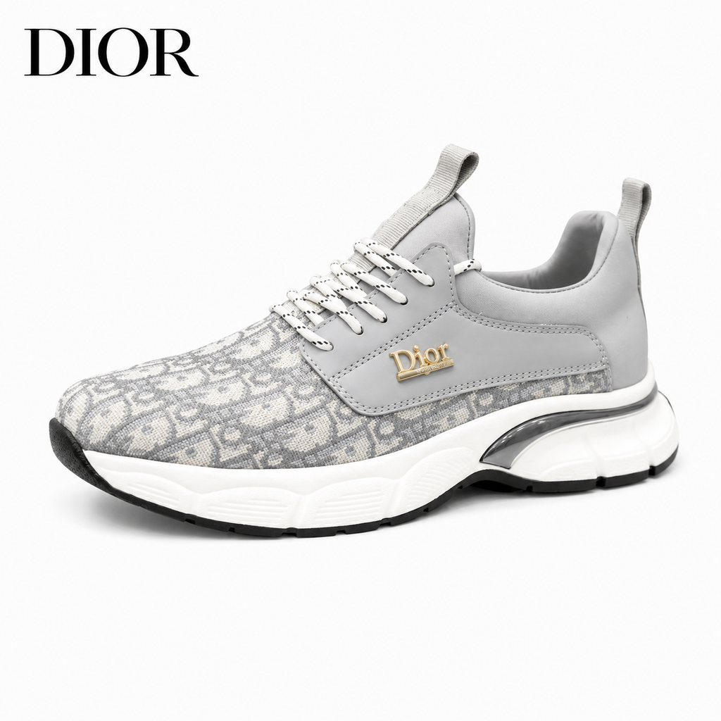 DIOR Men's Chunky Monogram Sneakers with Gold Logo Accent — Style 427335