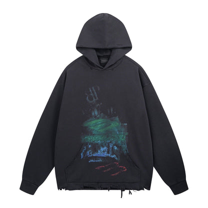 2025SS Men's Distressed Oversized Hoodie