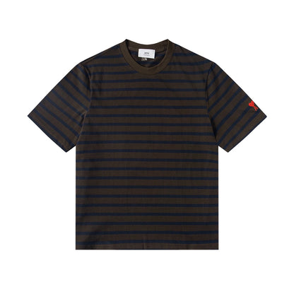 AMI PARIS Unisex Striped T-Shirt - Classic Cotton Tee