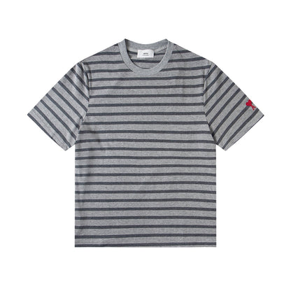 AMI PARIS Unisex Striped T-Shirt - Classic Cotton Tee