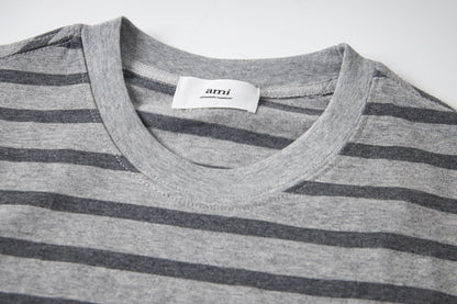 AMI PARIS Unisex Striped T-Shirt - Classic Cotton Tee