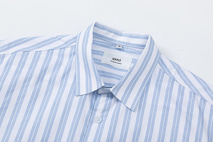 AMI PARIS Unisex Short-Sleeve Striped Shirt - Classic Style