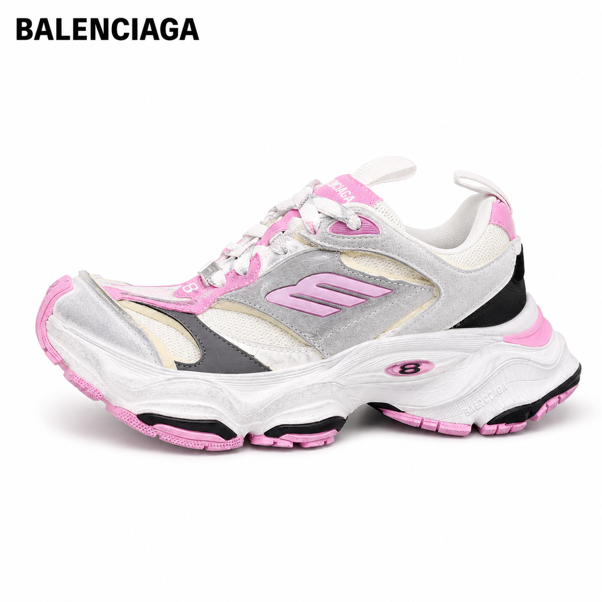 Balenciaga Runner Sneaker — Multi-Layer Deconstructed, Pink & White