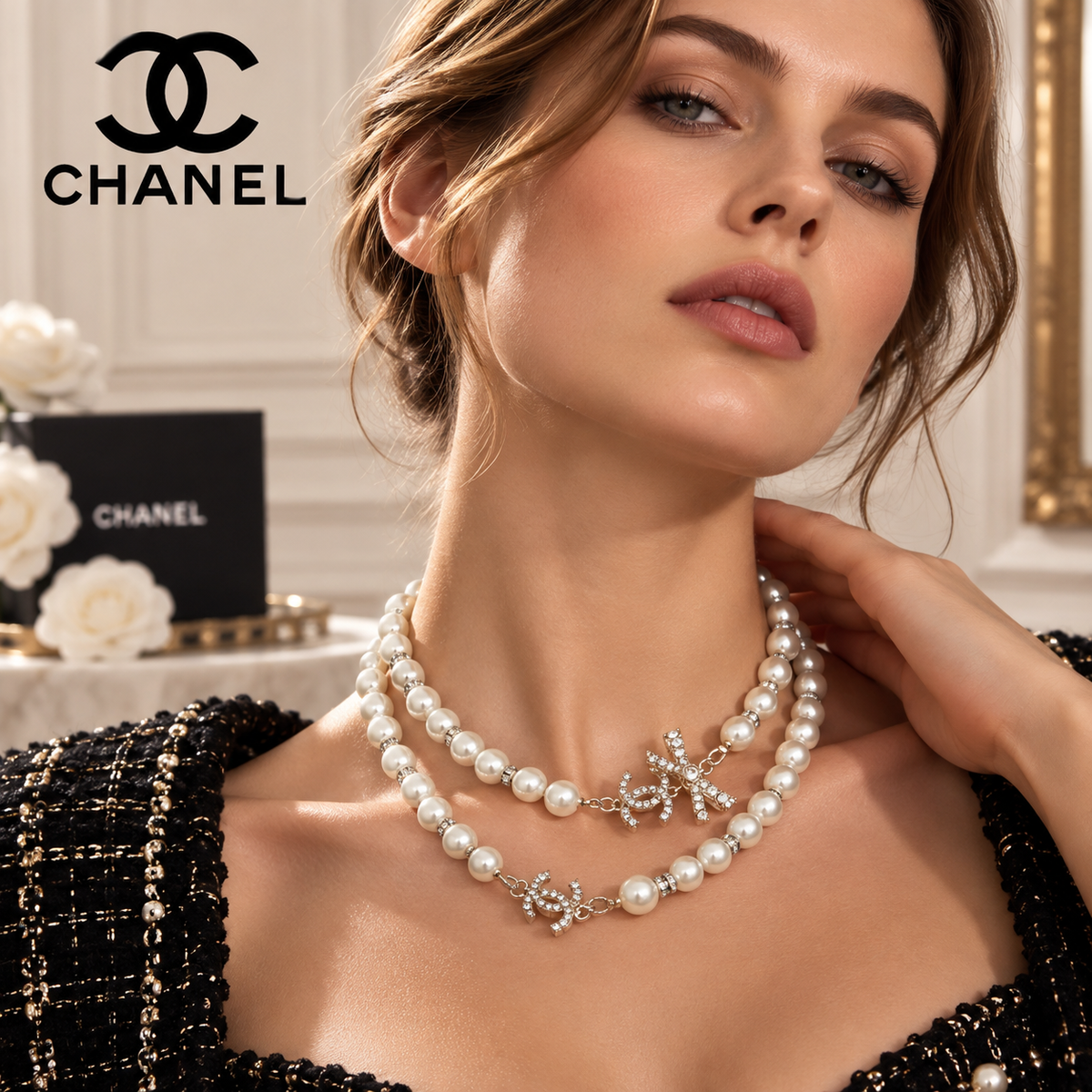 CHANEL P135 Pearl Long Chain Necklace