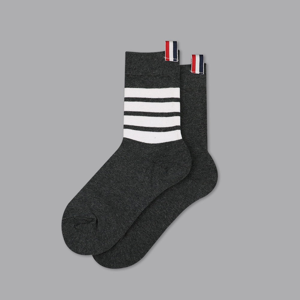 Thom Browne Classic Four-Bar Mid-Calf Socks - Premium Cotton 3-Pack