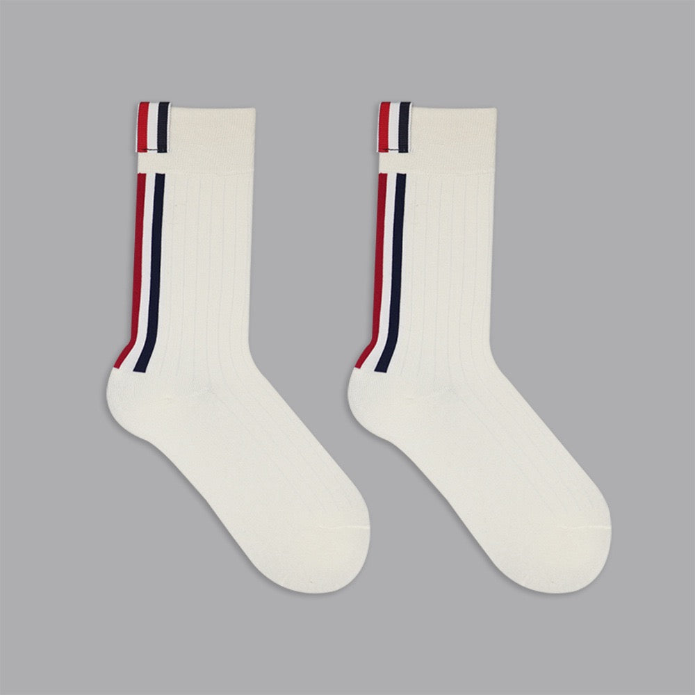 Thom Browne Classic Four-Bar Mid-Calf Socks - Premium Cotton 3-Pack
