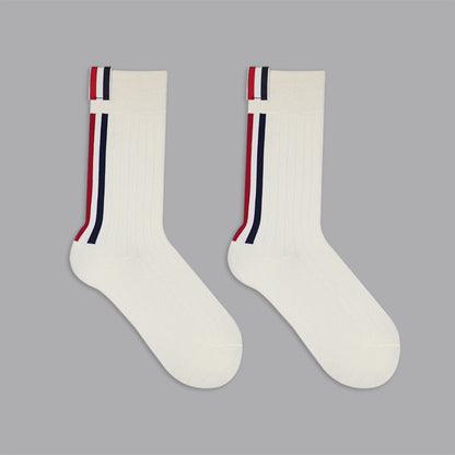 Thom Browne Classic Four-Bar Mid-Calf Socks - Premium Cotton 3-Pack