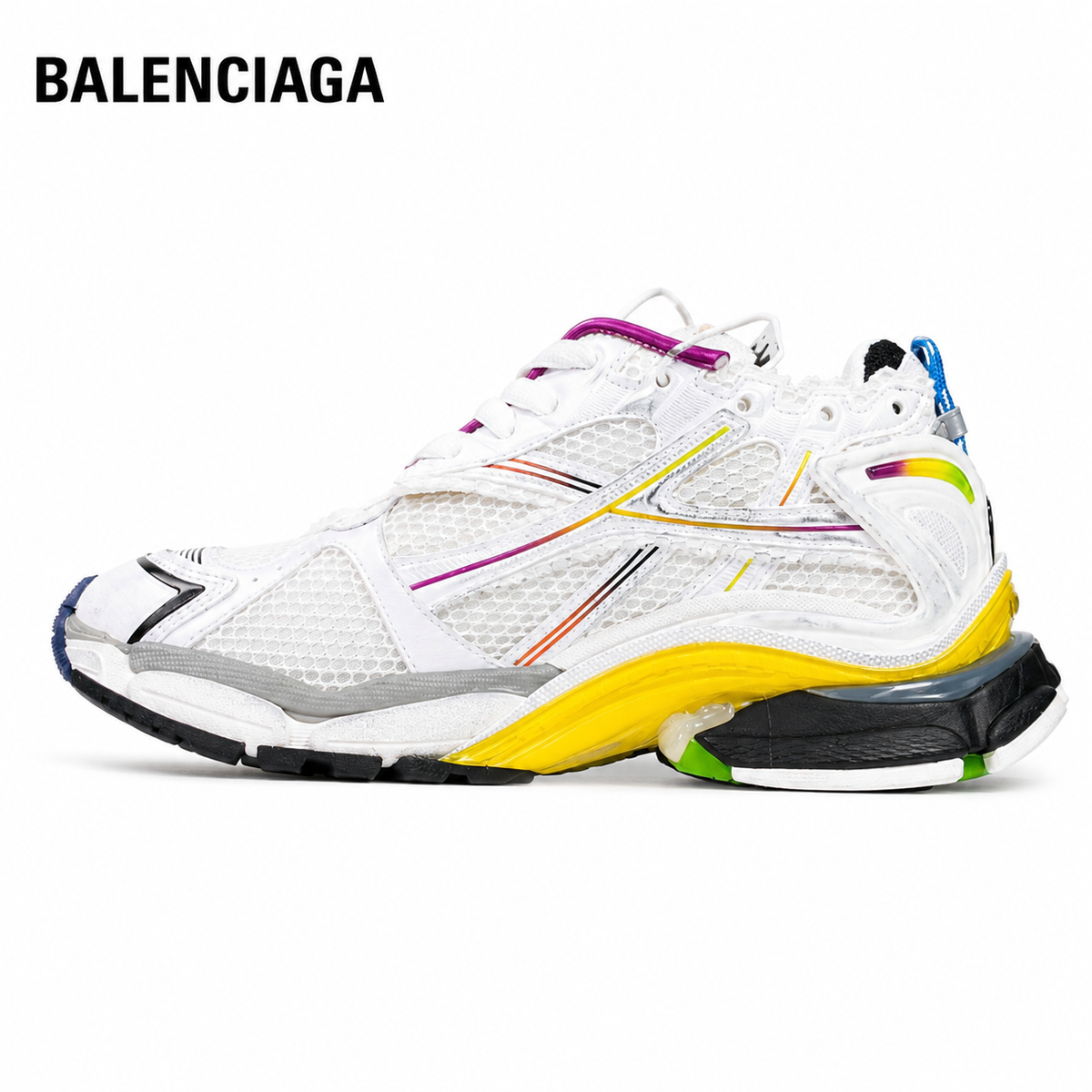 Balenciaga Runner White Multicolor Mesh Sneakers