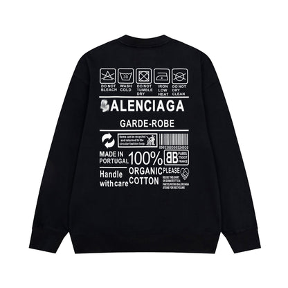 2025SS Balenciaga Letter Print Crew Neck Sweatshirt – Unisex Oversized Fit
