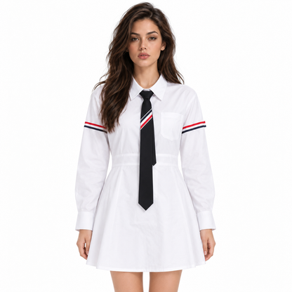 Thom Browne Women's Double Bar Tie Shirt Dress