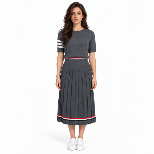Thom Browne Women's T-Shirt & Midi Skirt Set