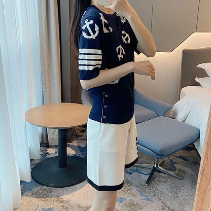 Thom Browne Women's Round Neck High Waist T-Shirt - 100% Cotton Made in Japan
