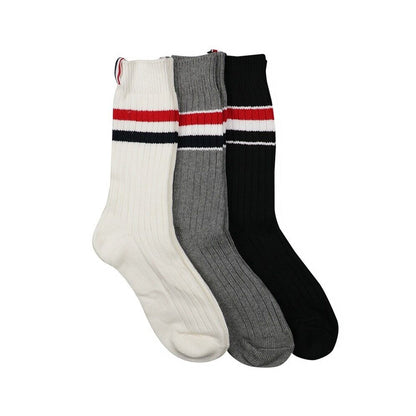 Thom Browne Classic Four-Bar Mid-Calf Socks - Cotton 3-Pack