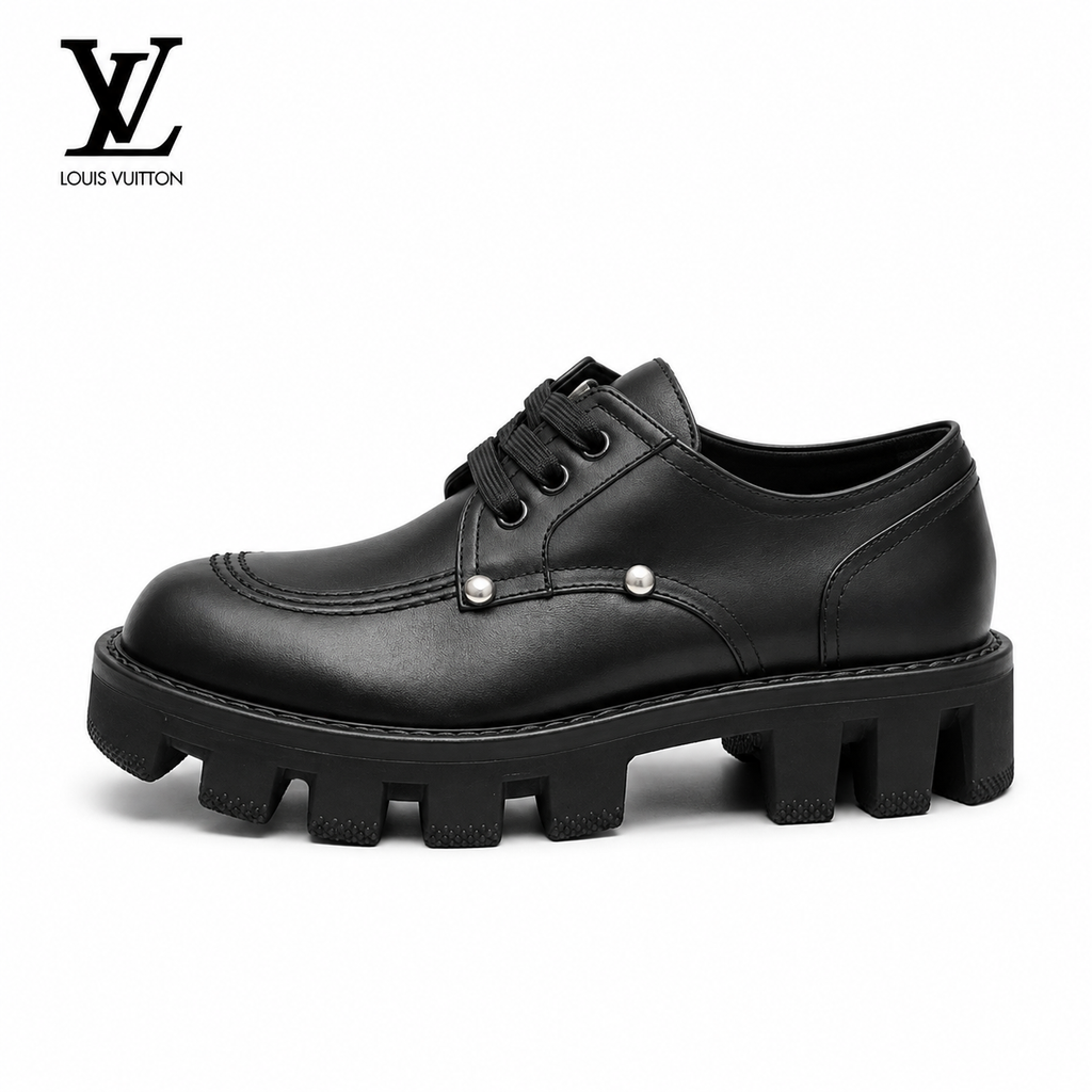 Louis Vuitton Star Trail Derby — Chunky Lug Sole, Silver Rivet, Black Leather, Unisex