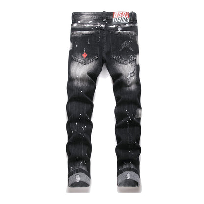 DSQ2 2026 Spring/Summer Men's Wide-Leg Distressed Denim Jeans