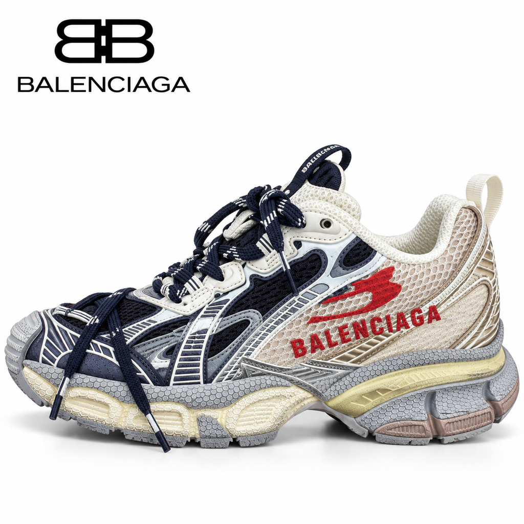 Balenciaga Navy & Gray Layered Chunky Sneakers