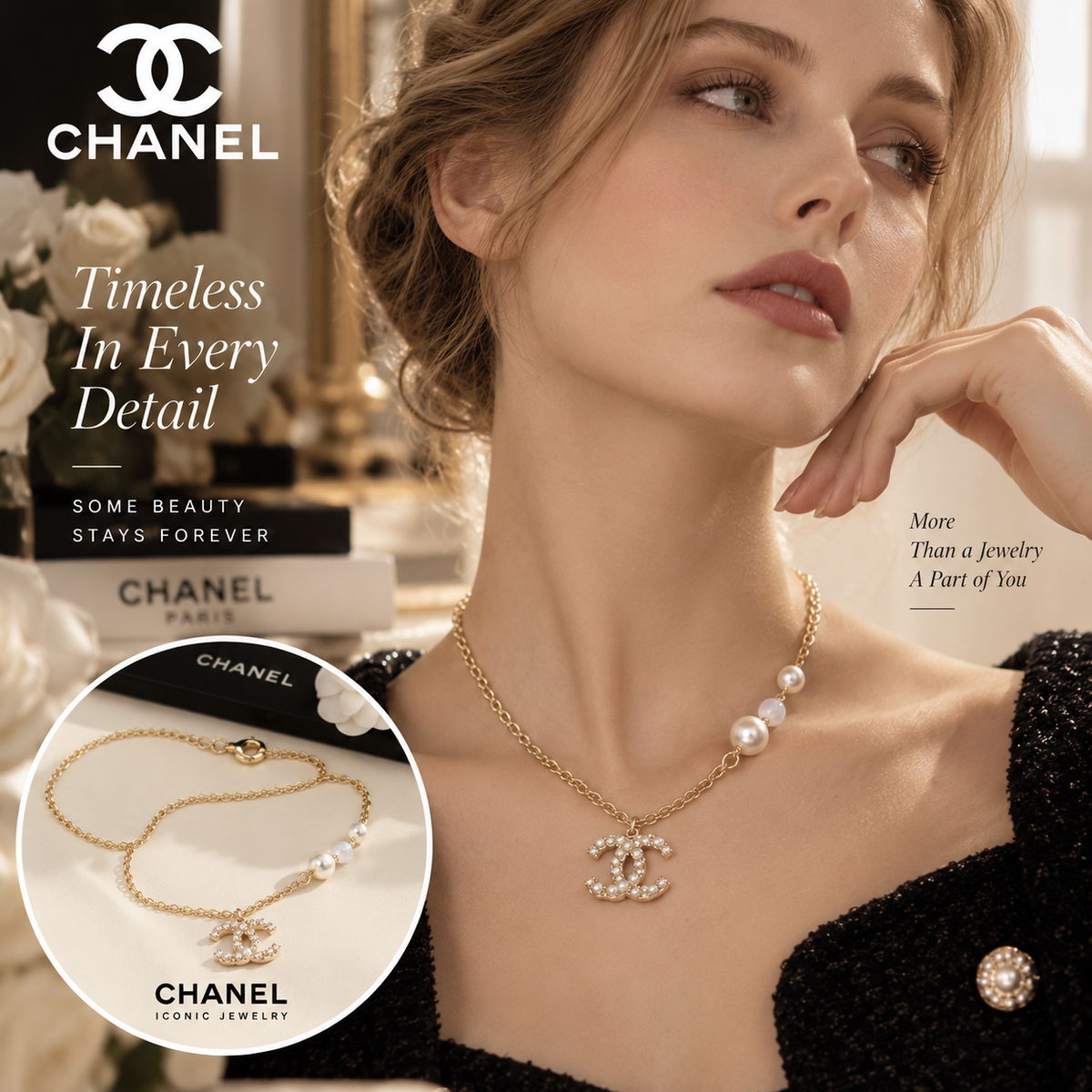 CHANEL P60 Pearl Crystal Double-C Choker