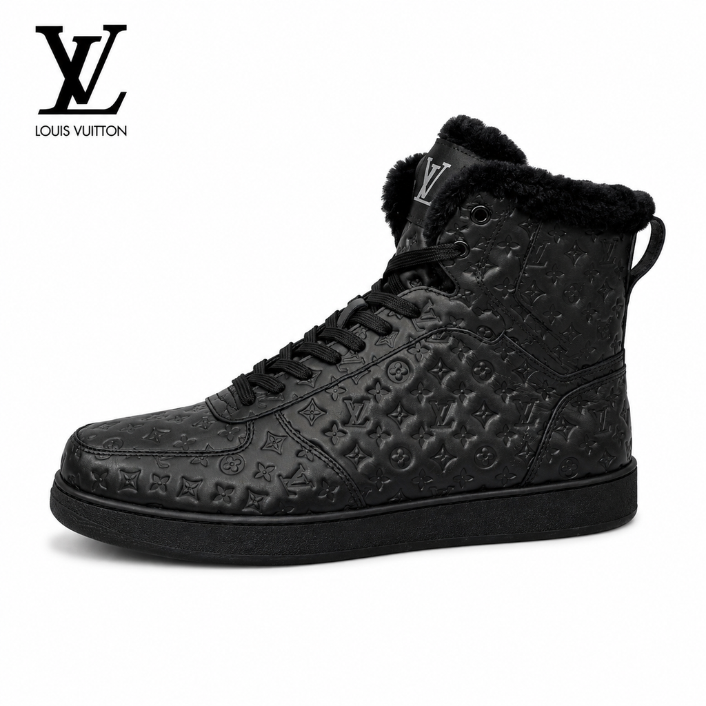 Louis Vuitton Rivoli High-Top Boot — Monogram Empreinte & Damier Infini, Shearling Collar