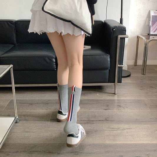 Thom Browne Classic Four-Bar Mid-Calf Socks - Premium Cotton 3-Pack