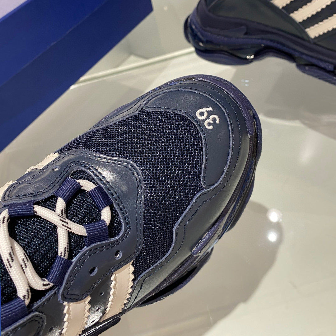 Balenciaga Couple's Leather Sneakers – Grosgrain Buckle Detail