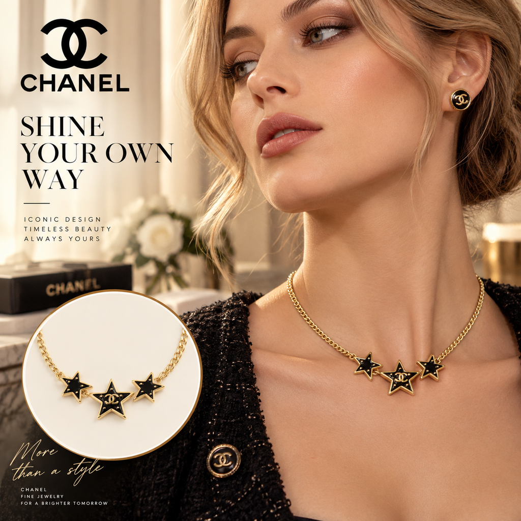 CHANEL Enamel Double-C Star Necklace