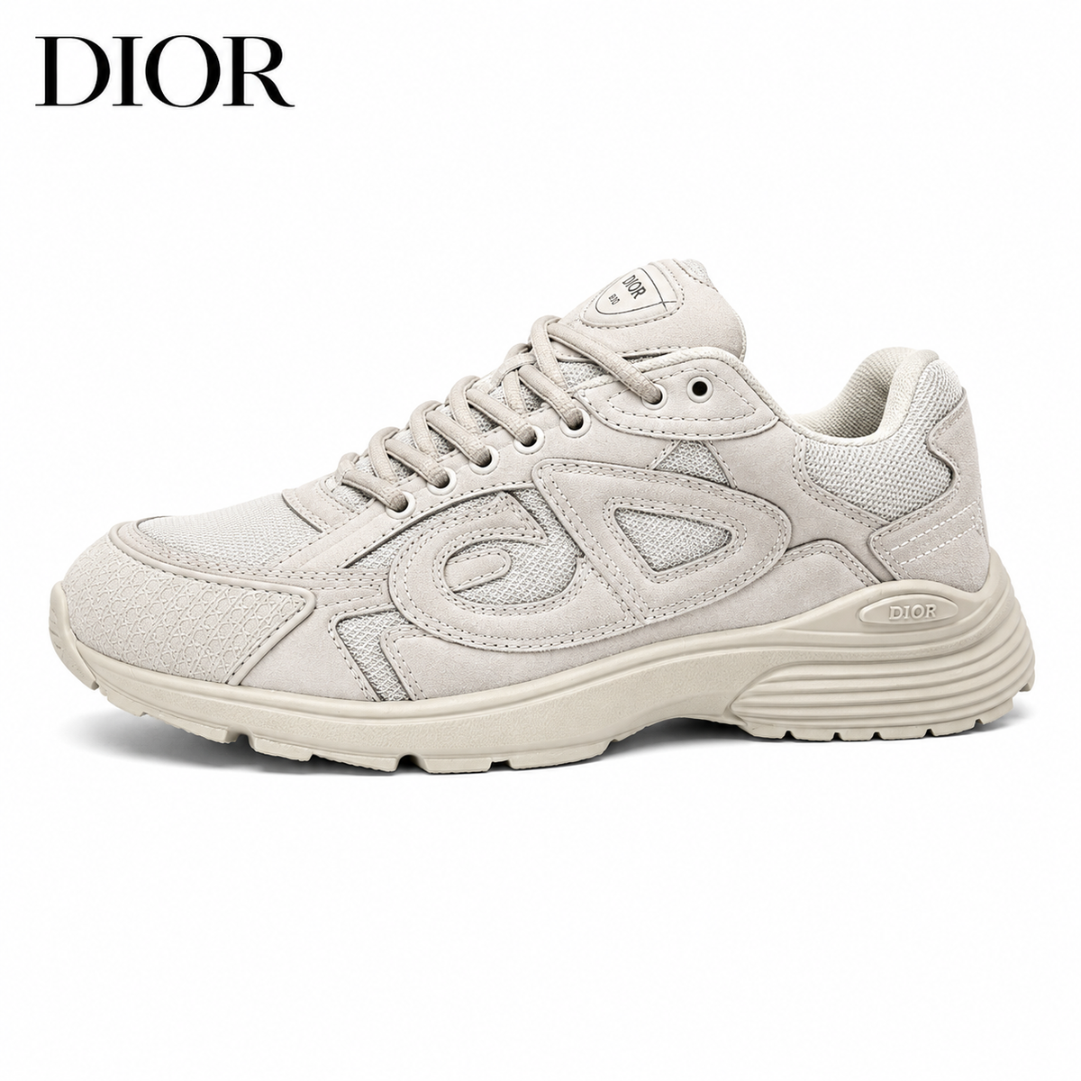 Dior B30 Sneaker — Warm Taupe Tonal, CD Logo Relief Panel, Men’s EU 38–44