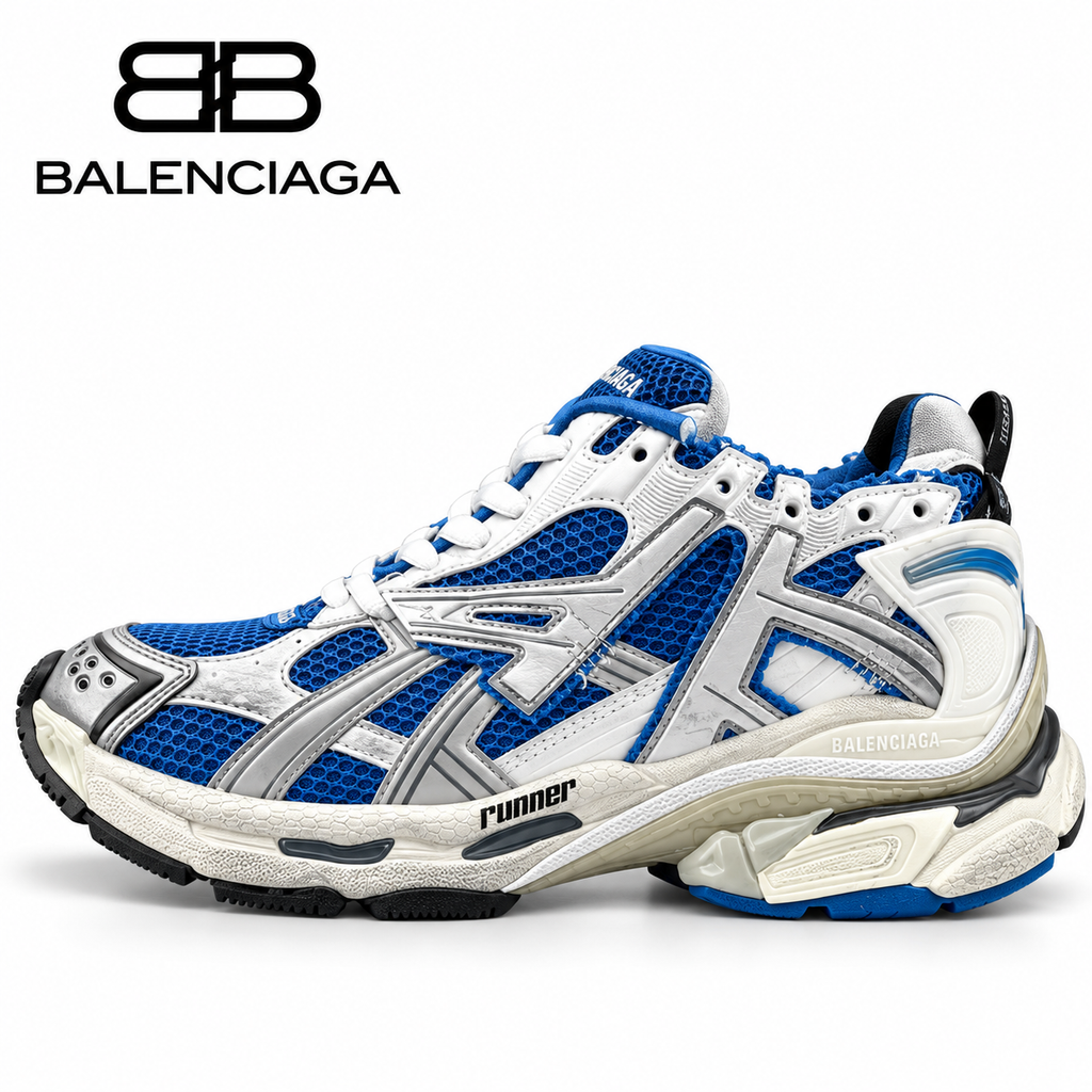 Balenciaga Blue & Silver Layered Chunky Sneakers