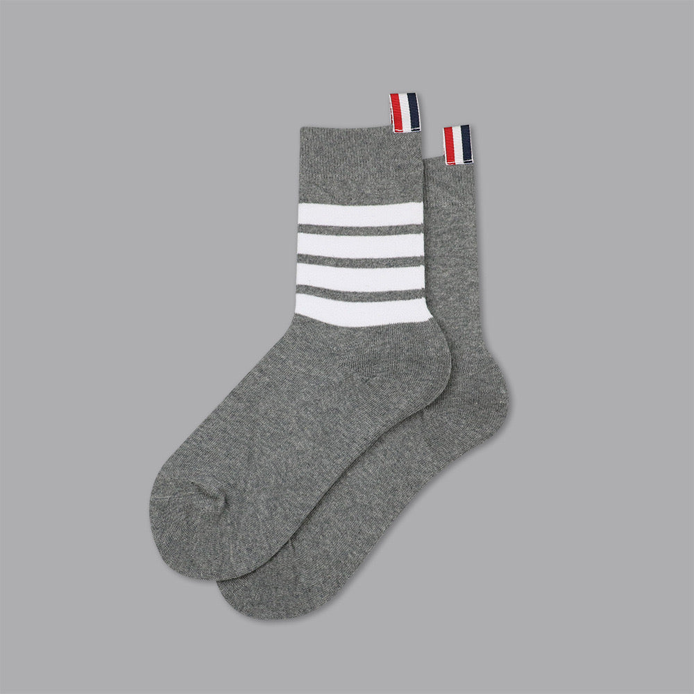 Thom Browne Classic Four-Bar Mid-Calf Socks - Premium Cotton 3-Pack